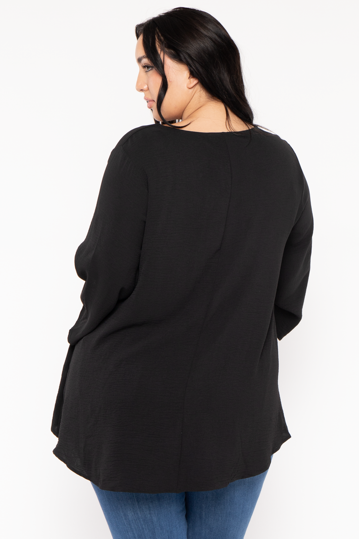 Jade By Jane Tops Plus Size Lexi Airflow  Top -Black