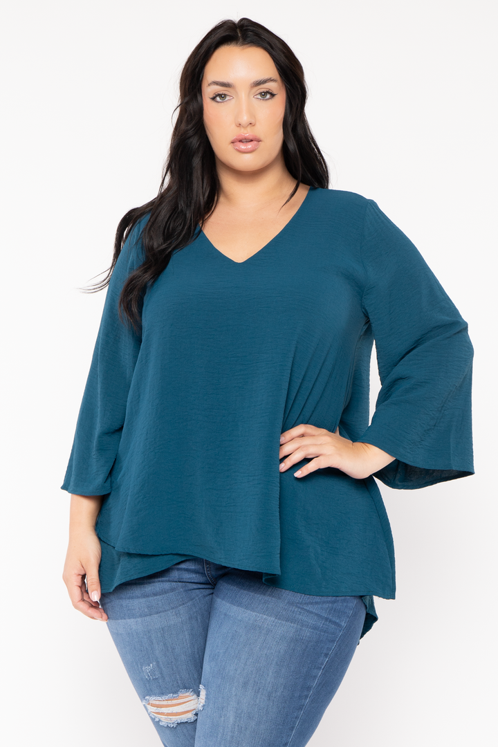 Jade By Jane Tops Plus Size Lexi Airflow  Top - Teal