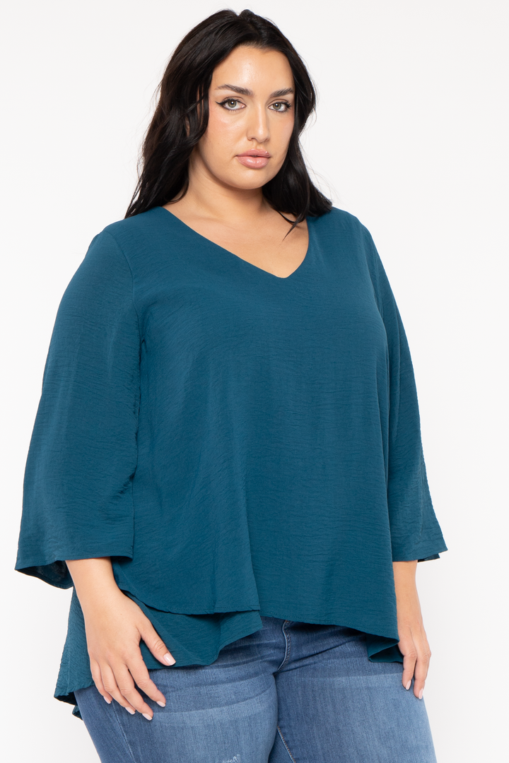 Jade By Jane Tops Plus Size Lexi Airflow  Top - Teal