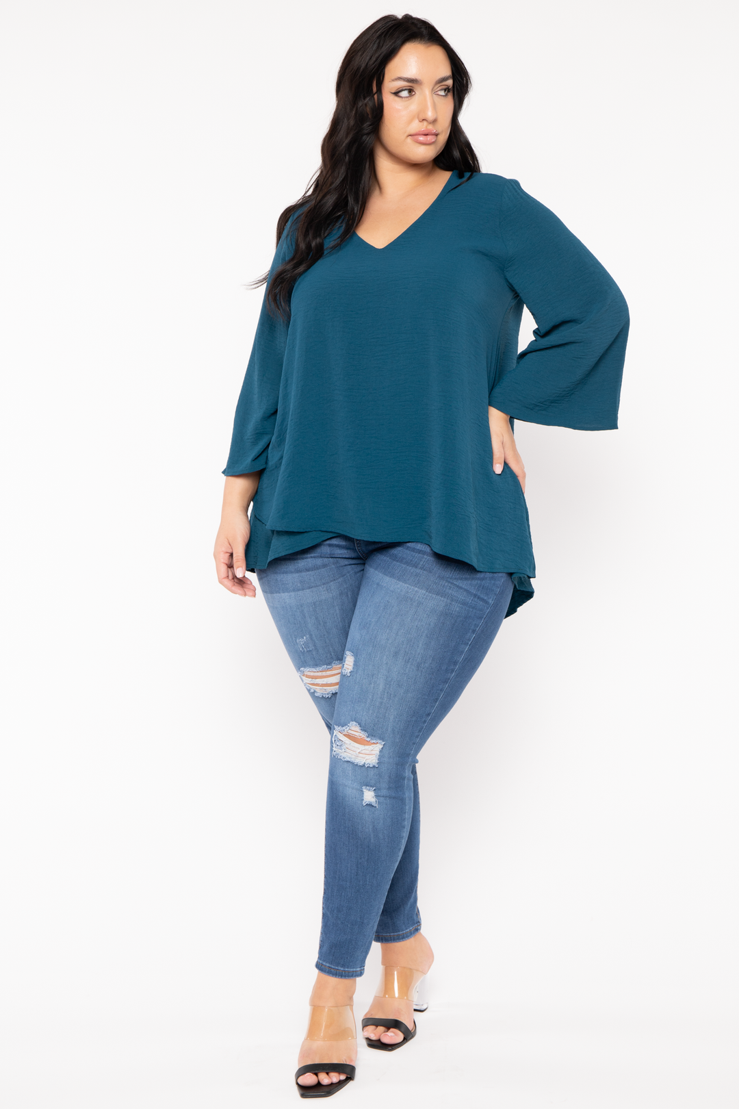 Jade By Jane Tops Plus Size Lexi Airflow  Top - Teal