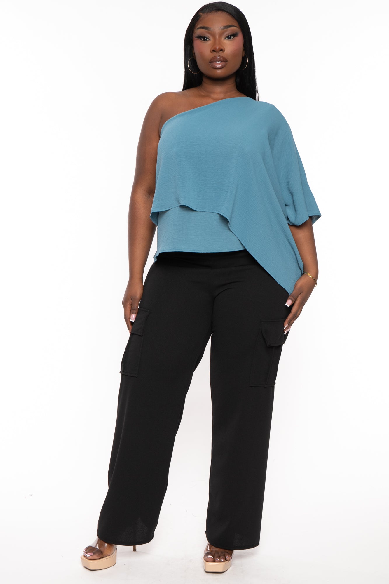 One shoulder discount shirt plus size