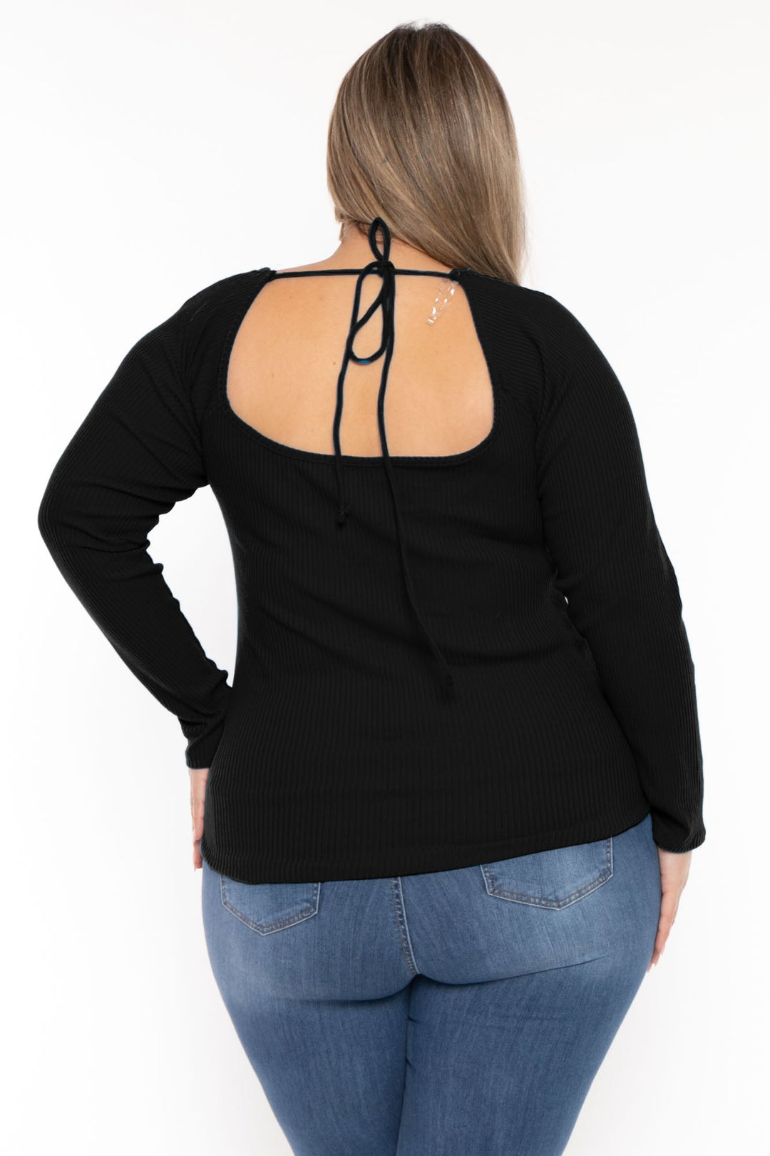 CULTURE CODE Tops Plus Size  Lia Sweetheart Ribbed  Top- Black