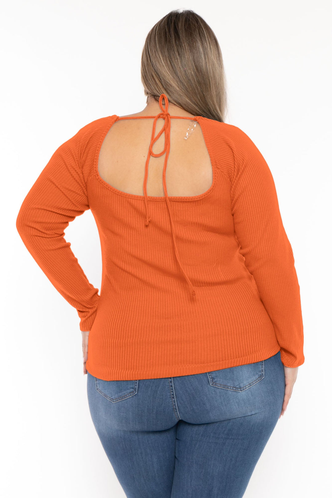 CULTURE CODE Tops Plus Size  Lia Sweetheart Ribbed  Top- Rust