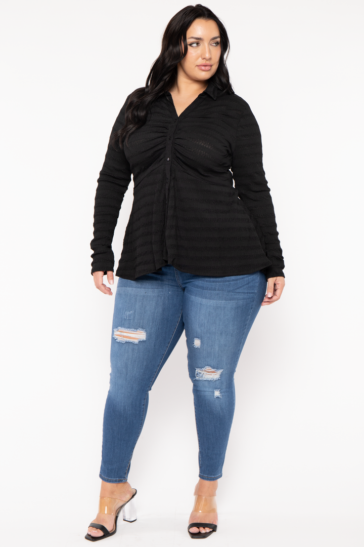 CULTURE CODE Tops Plus Size Linda Hi -Low  Top - Black