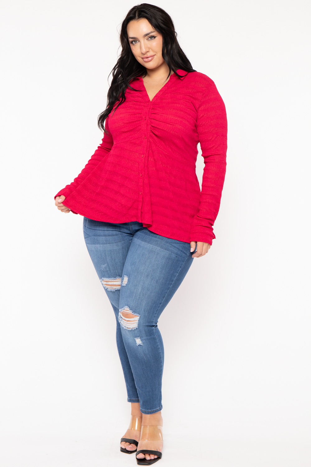 CULTURE CODE Tops Plus Size Linda Hi -Low  Top - Red