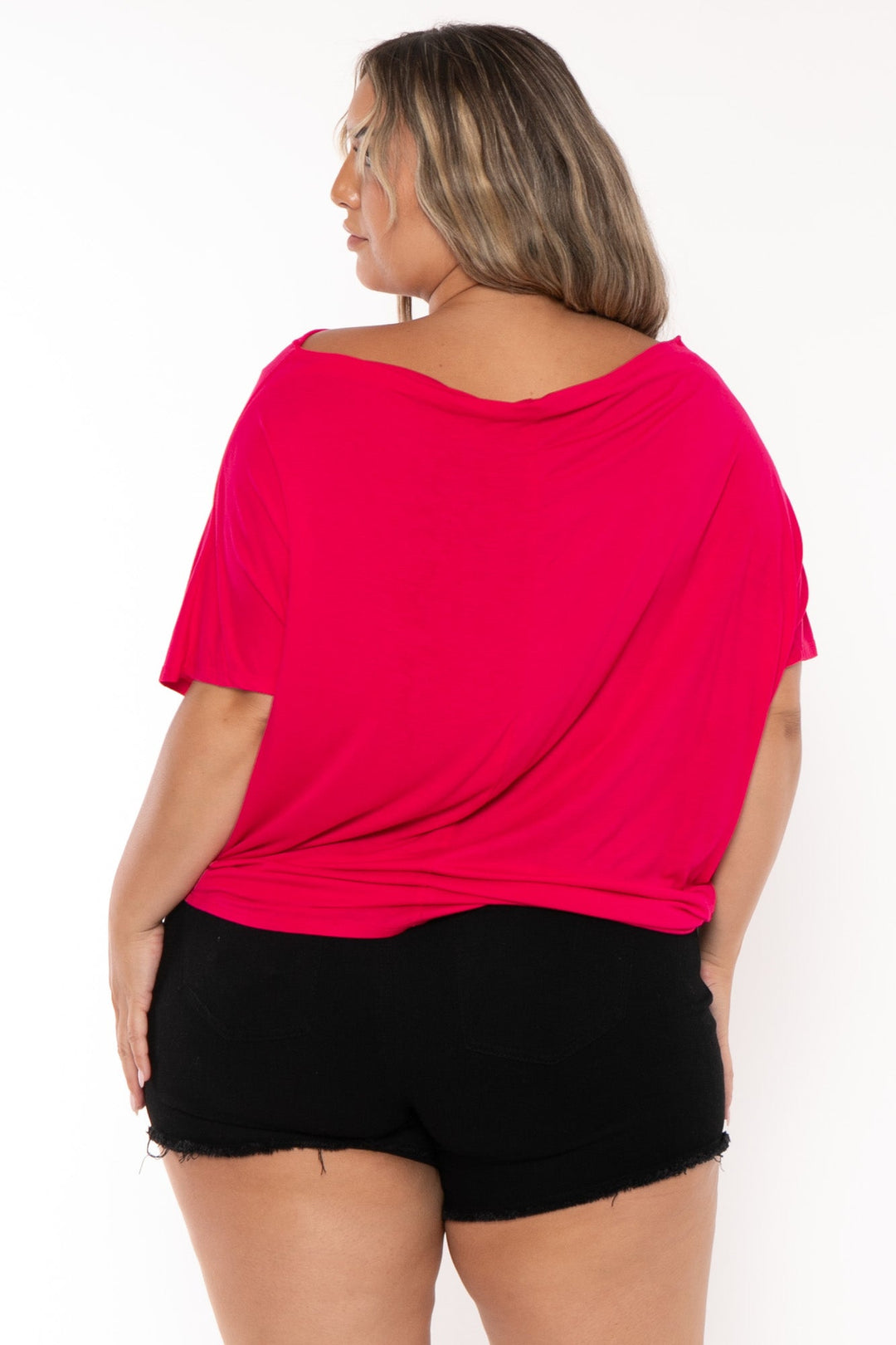 CULTURE CODE Tops Plus Size Lucia Side Knotted  Top - Fuchsia