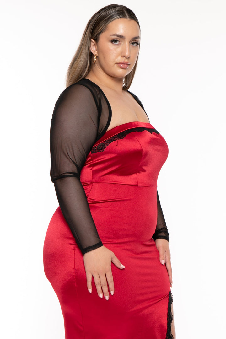 Curvy Sense Tops Plus Size Marcella  Mesh Bolero - Black