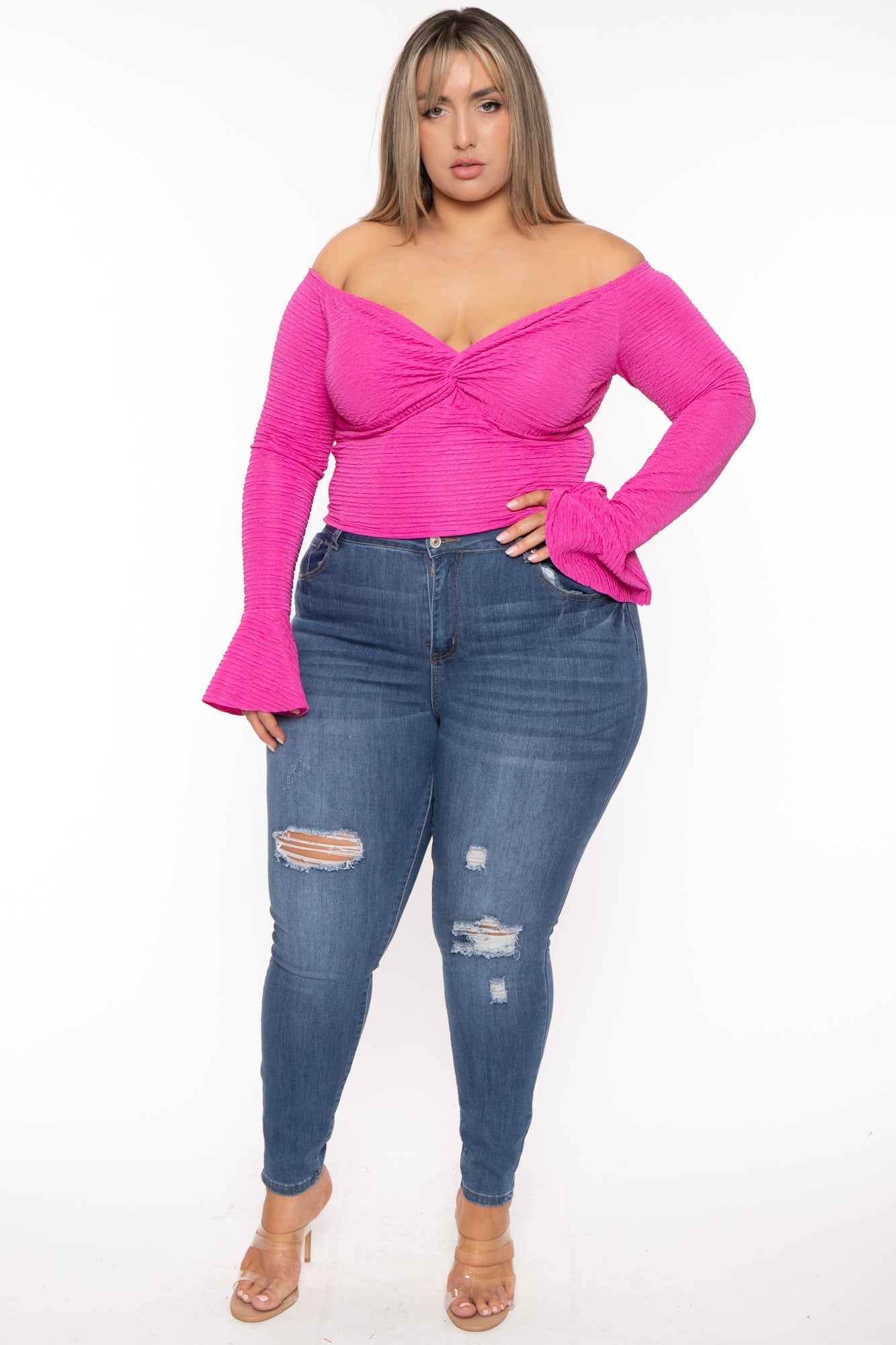 Plus Size Maryliz Front Twist Top - Fuchsia – Curvy Sense