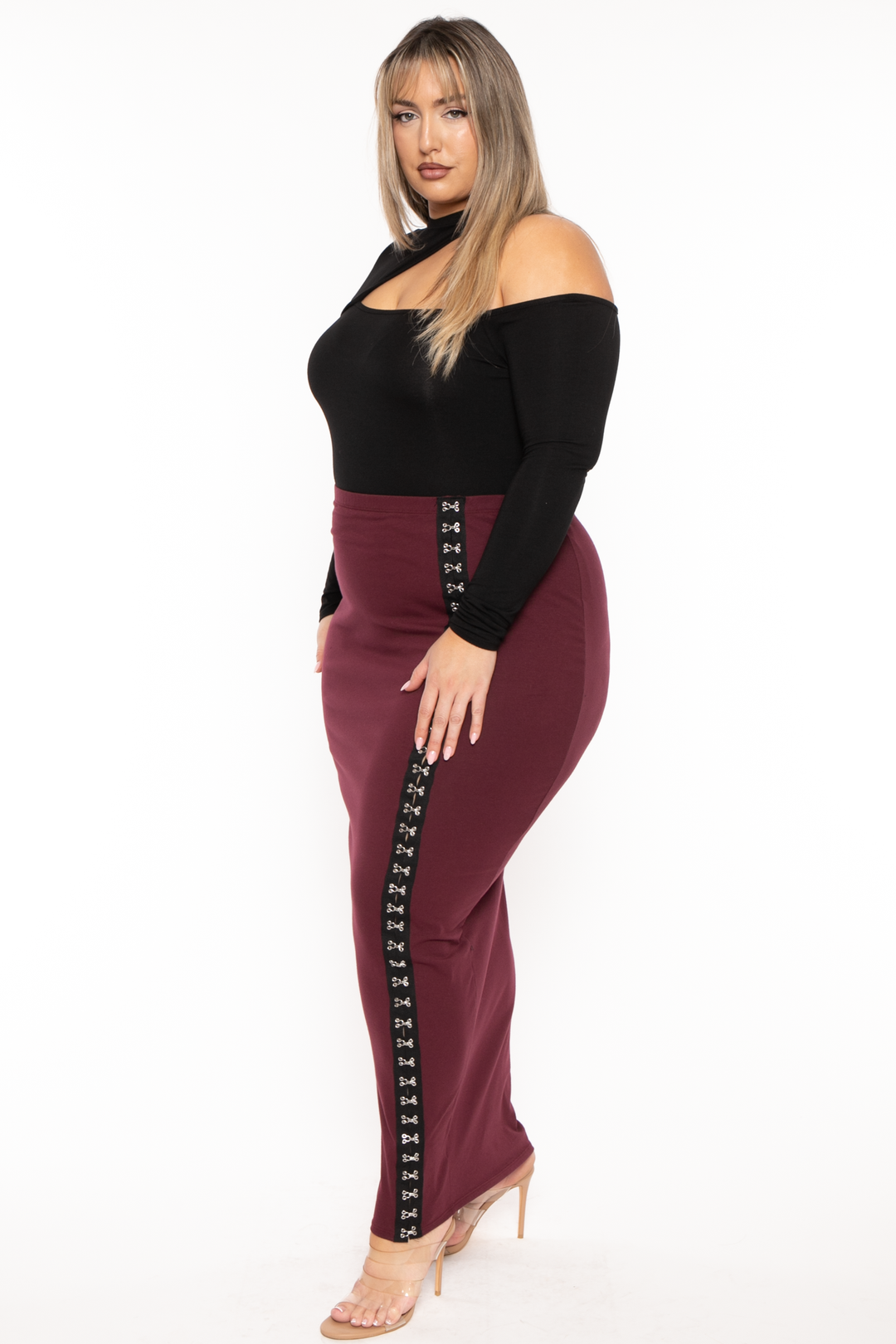 Curvy Sense Tops Plus Size Mila Asymmetric Bodysuit - Black