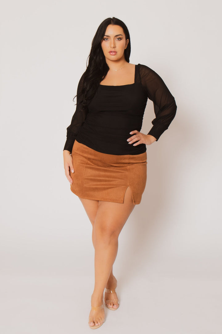 BlueBell Tops Plus Size Mila Mesh Top   - Black