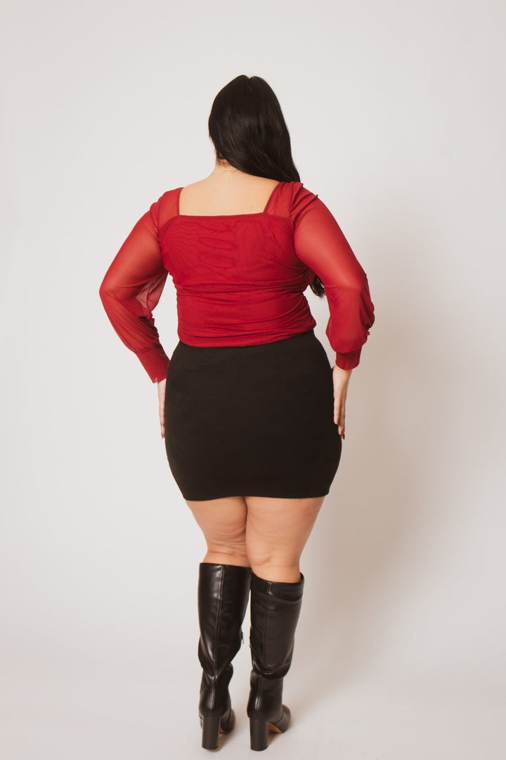 Blue Bell Tops Plus Size Mila Mesh Top   - Burgundy