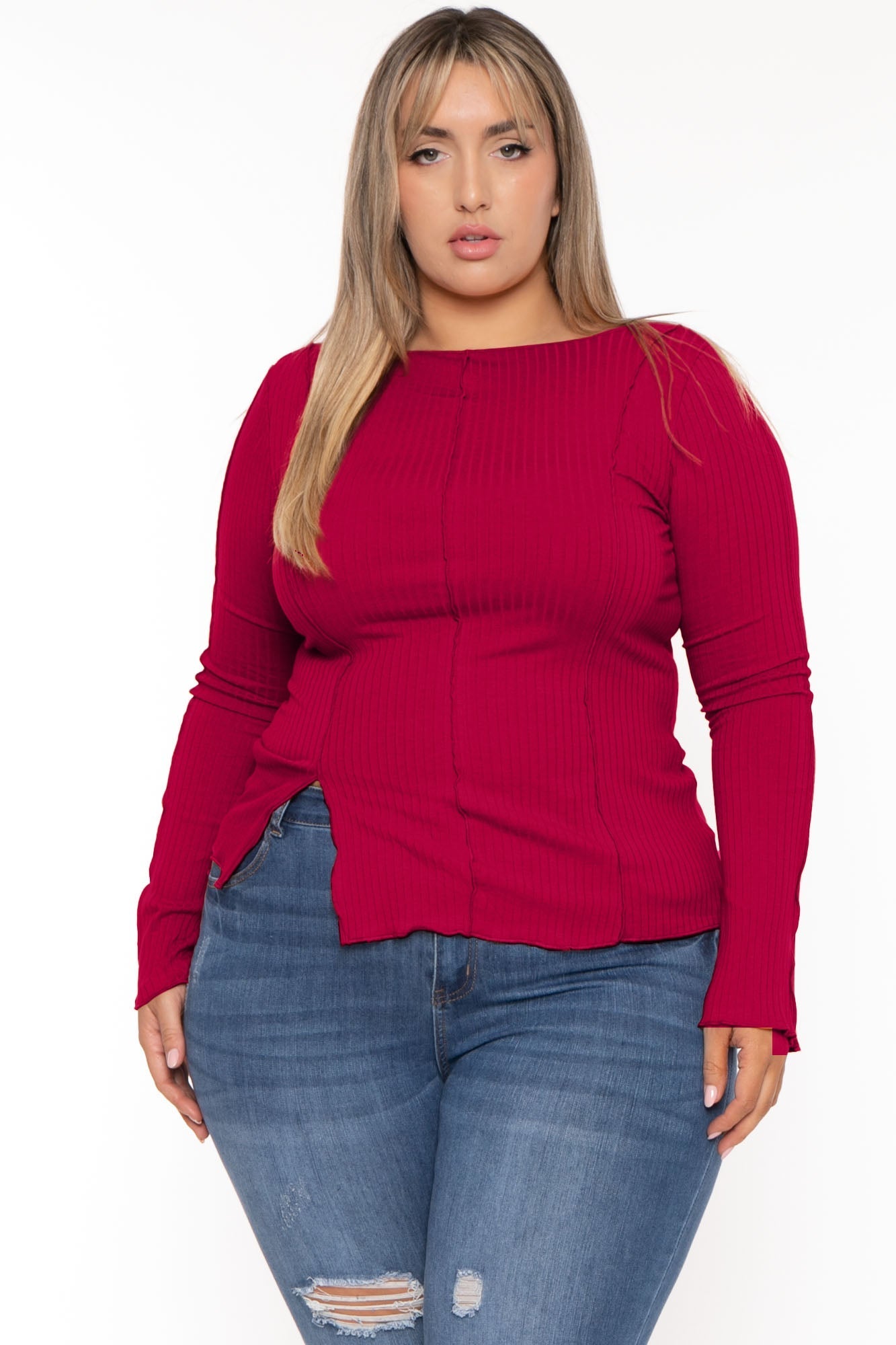 Women's Plus Size Nancy Expose Seems Top - Magenta - Curvy Sense