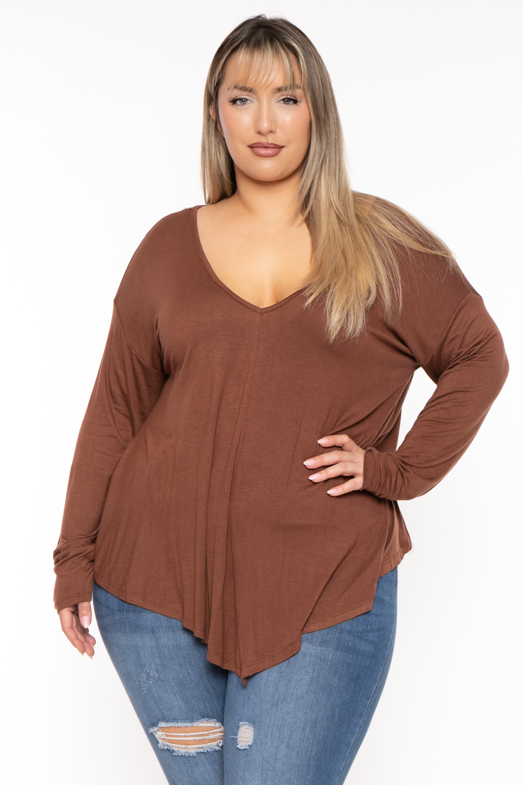 Plus Size Gail Glitter Mesh Bodysuit- Brown