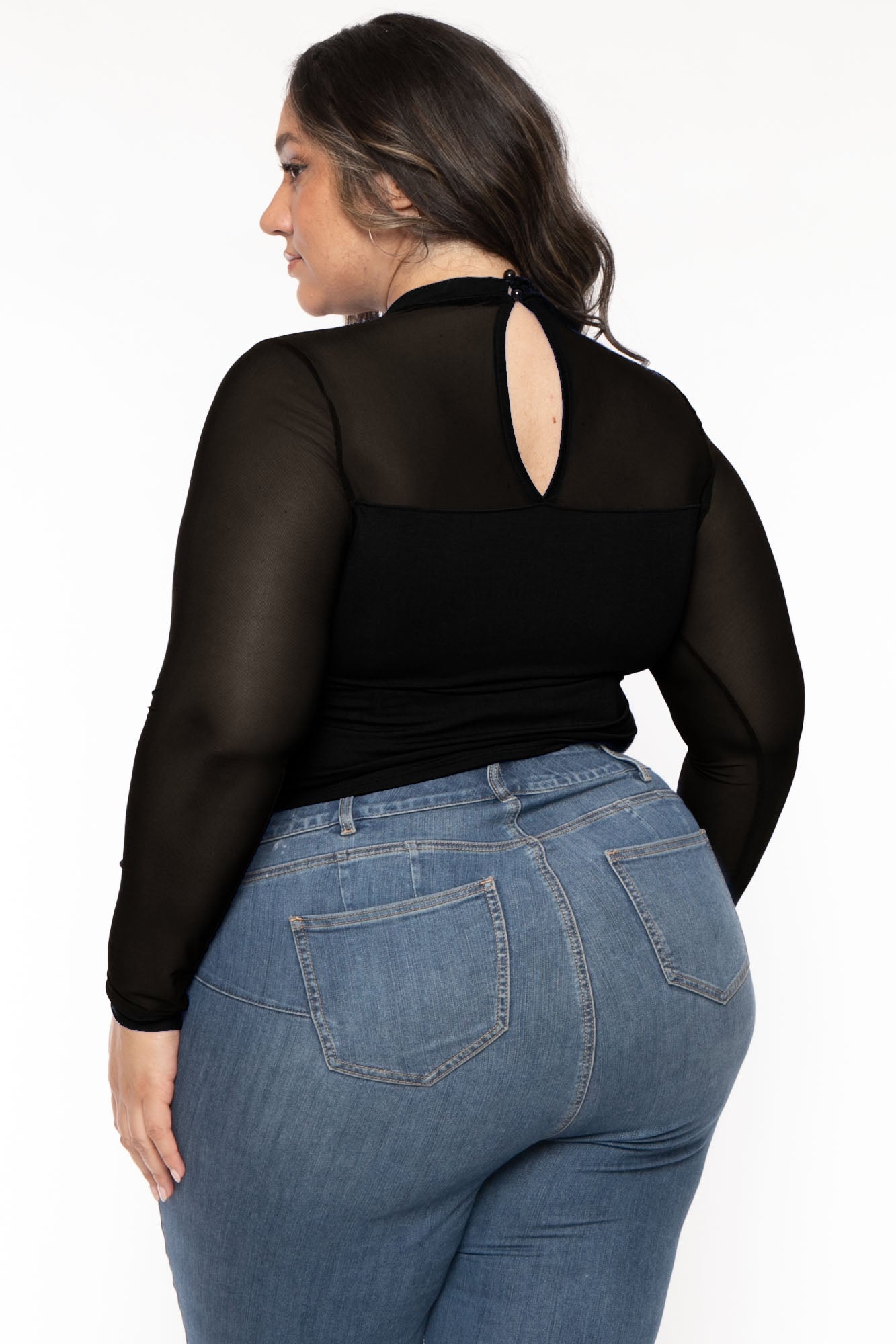 Women's Plus Size Nezzi Twist Front Top - Black - Curvy Sense