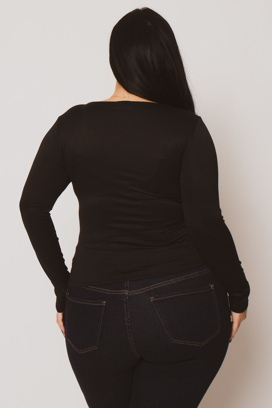 Blue Leopard Tops Plus Size Noelle Scoop Neck Top - Black