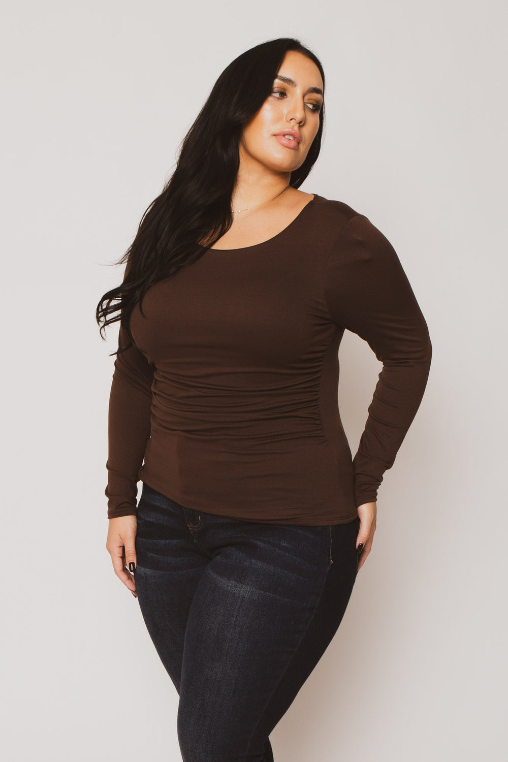Blue Leopard Tops Plus Size Noelle Scoop Neck Top - Brown