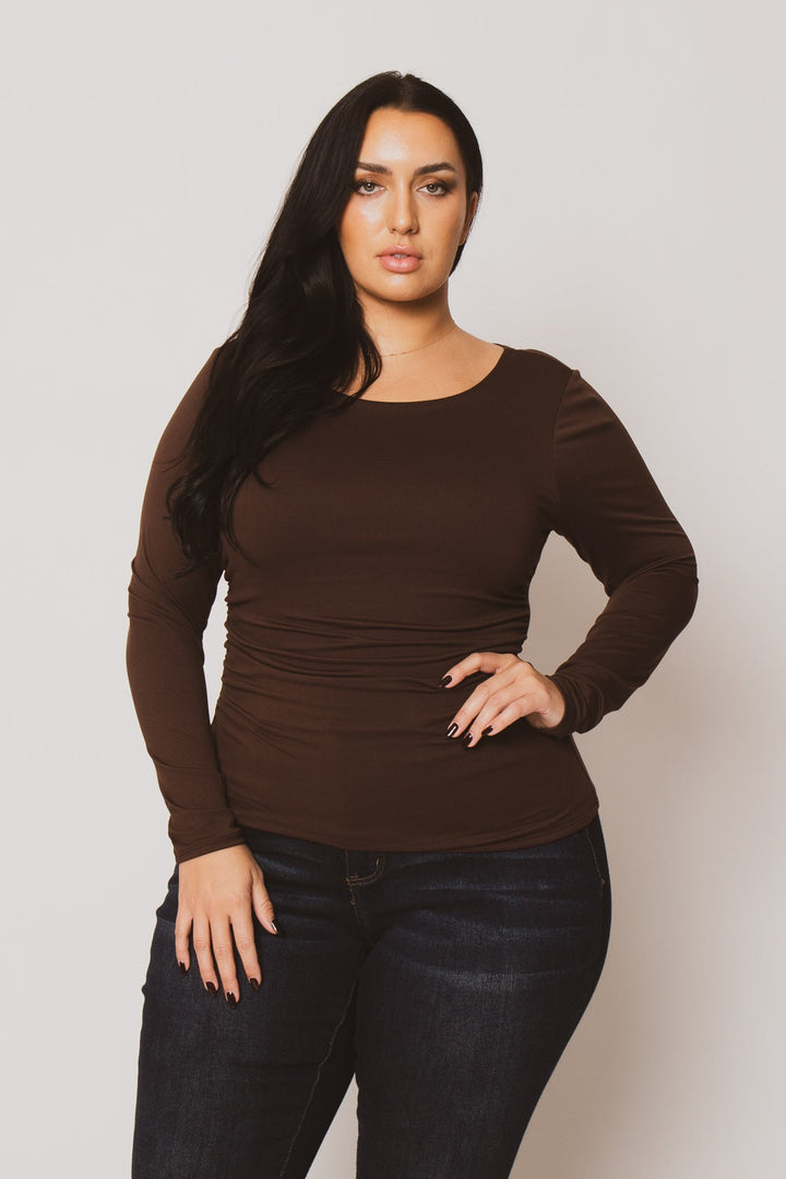 Blue Leopard Tops Plus Size Noelle Scoop Neck Top - Brown