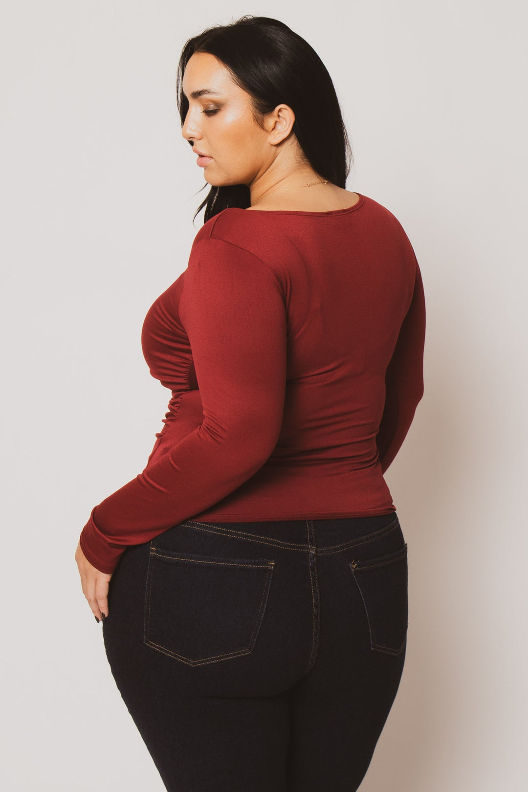 Blue Leopard Tops Plus Size Noelle Scoop Neck Top - Burgundy