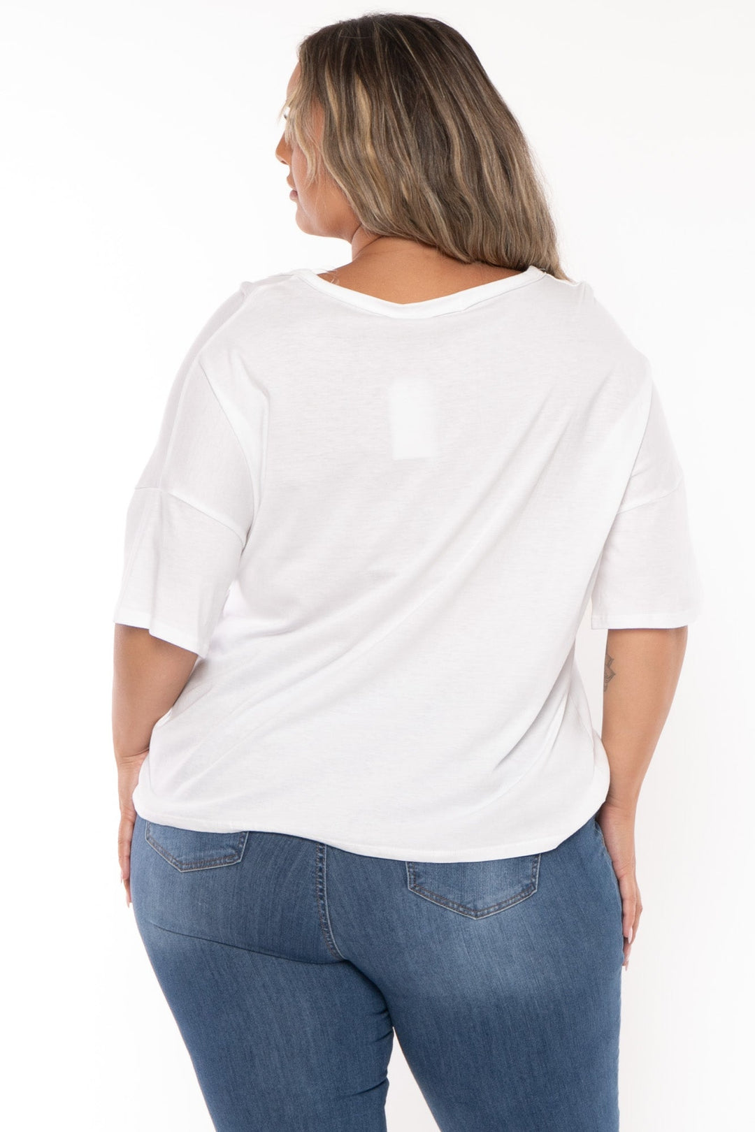 CULTURE CODE Tops Plus Size Oversize Side Drawstring Top - White