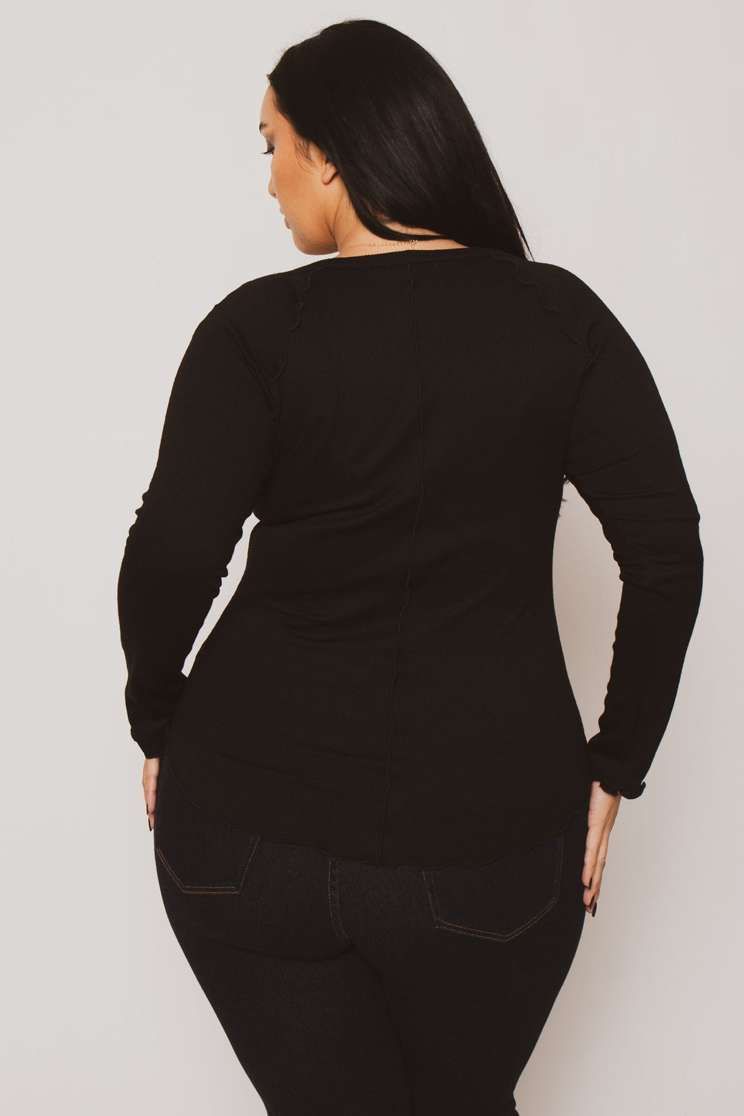 CULTURE CODE Tops Plus Size  Perfect Ribbed Top - Black