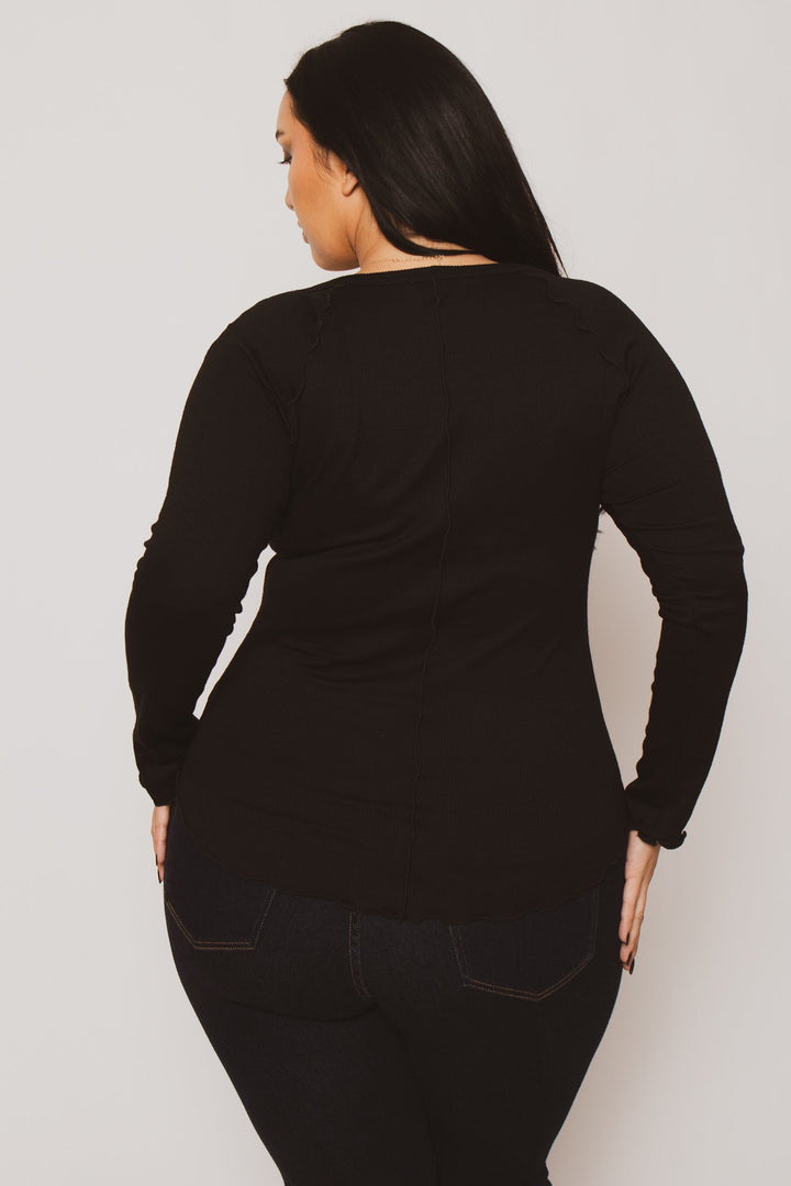 CULTURE CODE Tops Plus Size  Perfect Ribbed Top - Black