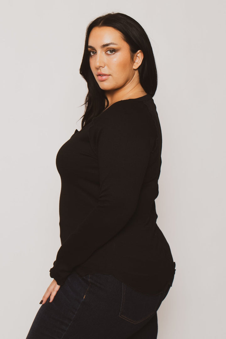 CULTURE CODE Tops Plus Size  Perfect Ribbed Top - Black