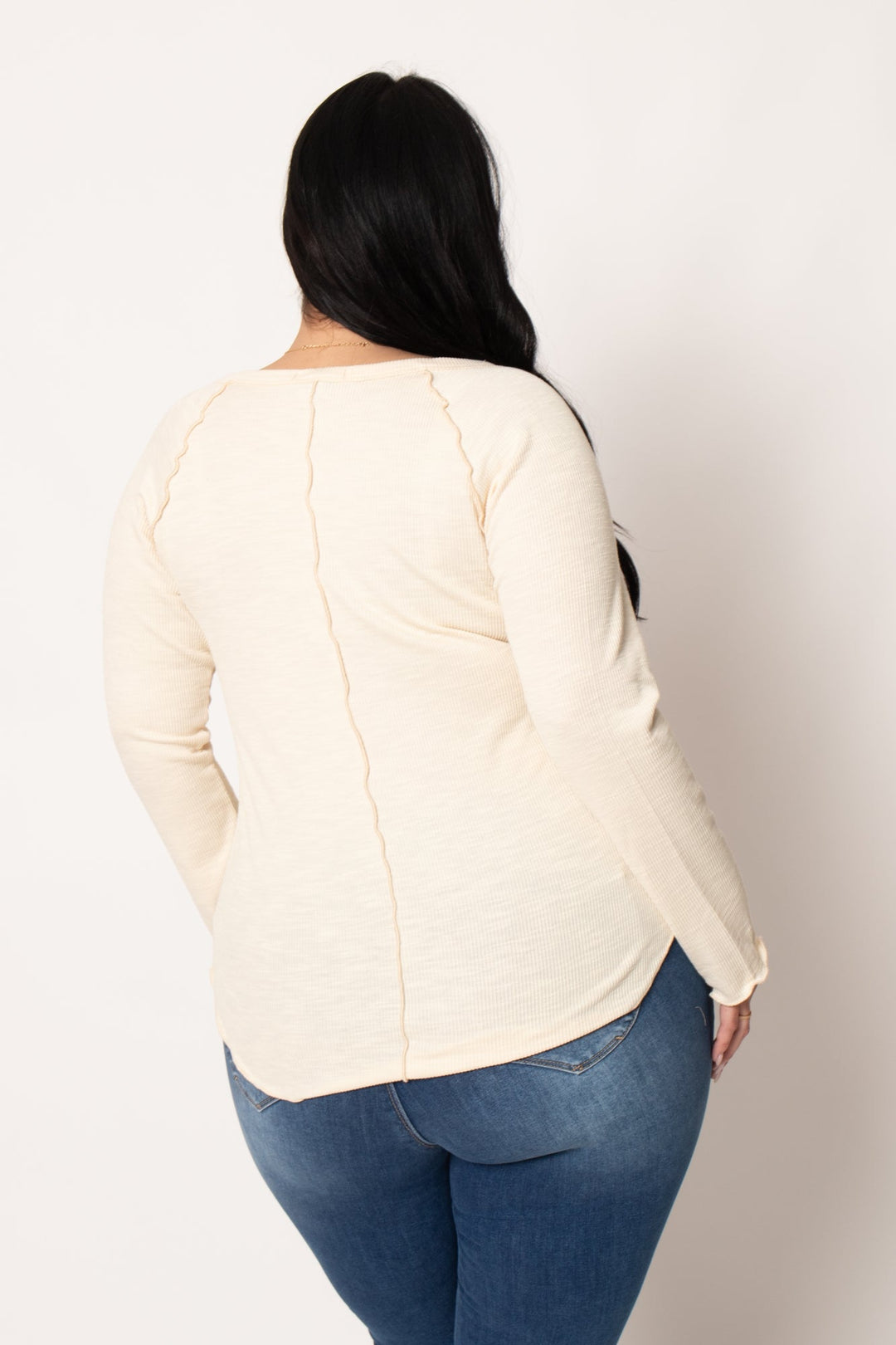 CULTURE CODE Tops Plus Size  Perfect Ribbed Top - Cream