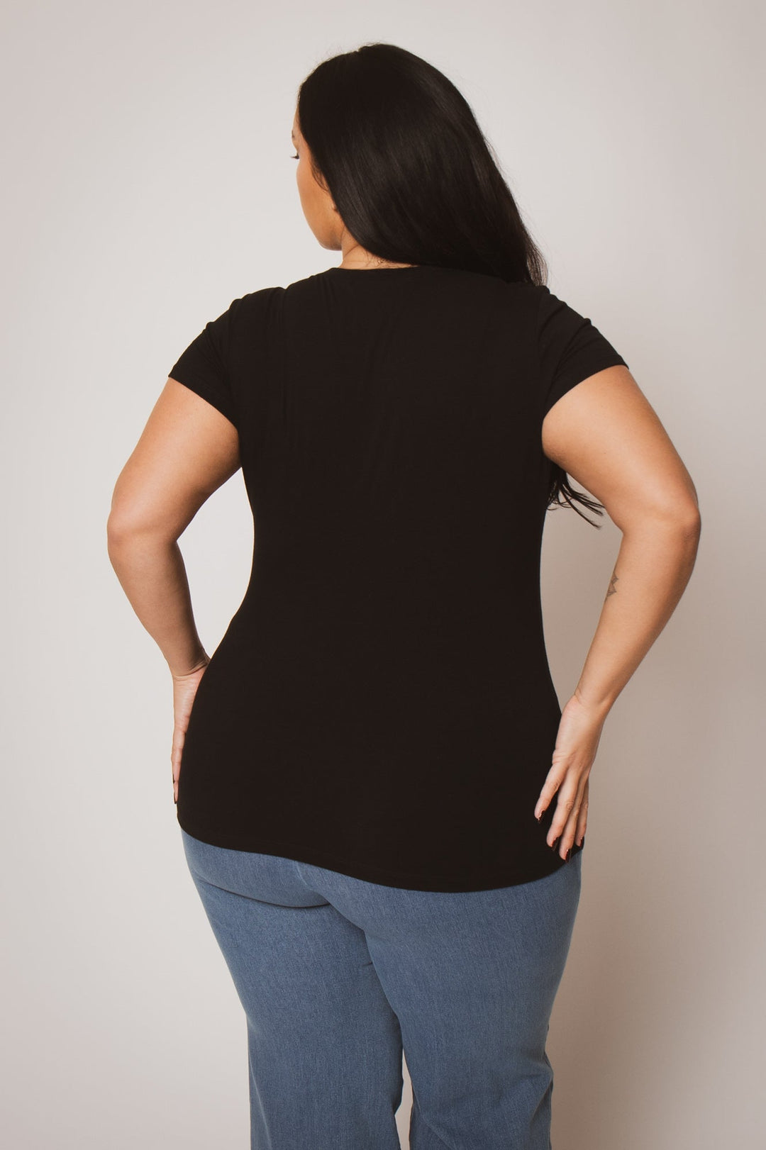 Ambiance Tops Plus Size Perfect Scoop Tee -Black