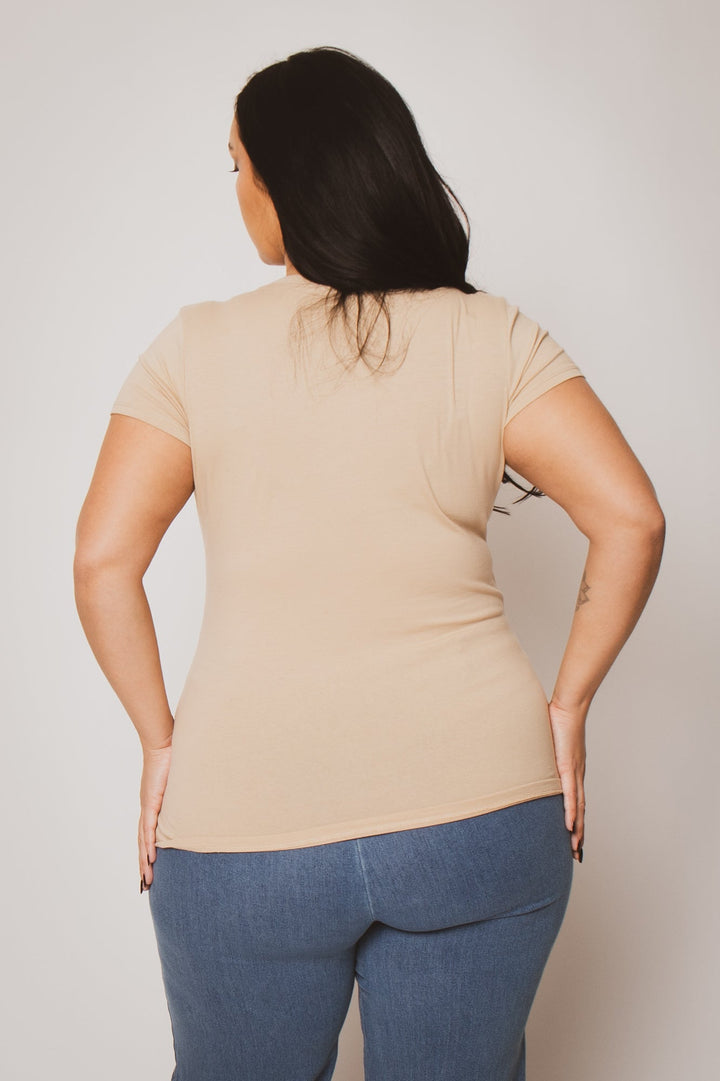 Ambiance Tops Plus Size Perfect Scoop Tee - Taupe