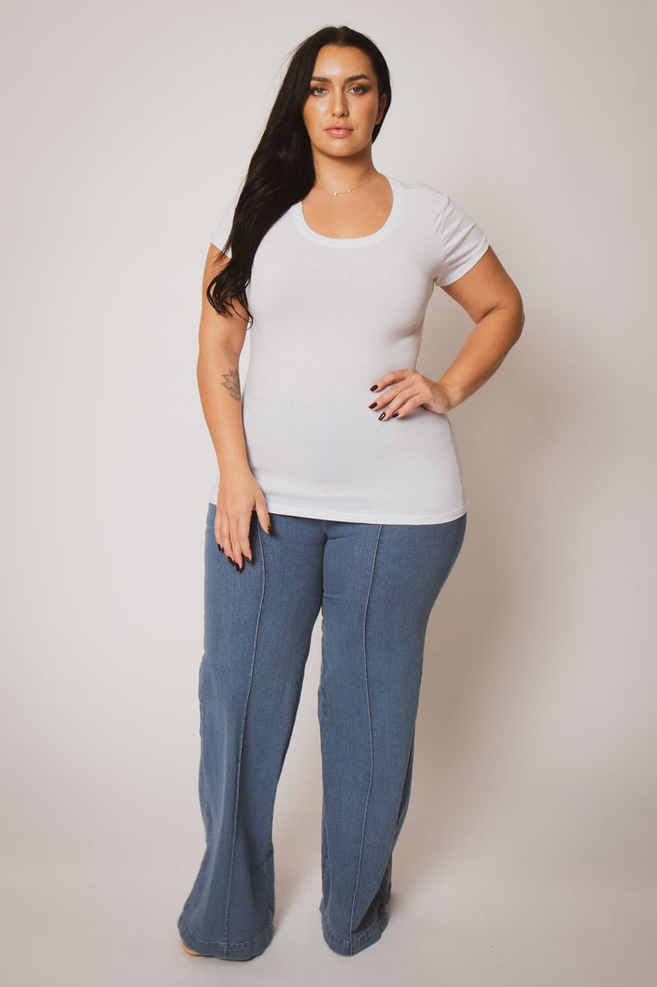Ambiance Tops Plus Size Perfect Scoop Tee - White