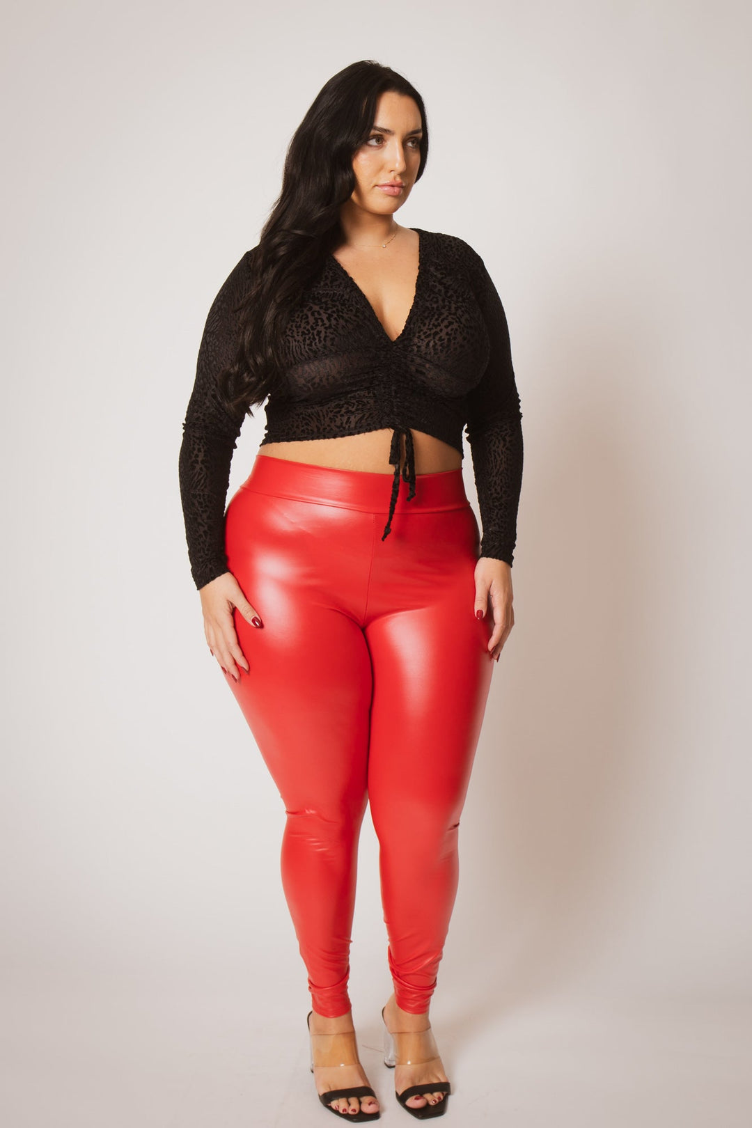 D ROCK Tops Plus Size Rhea Crop  Top - Black