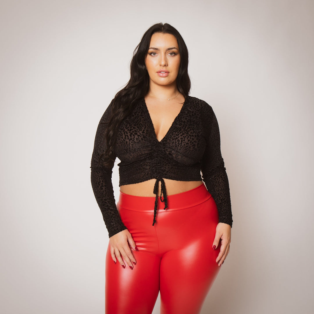 D ROCK Tops Plus Size Rhea Crop  Top - Black