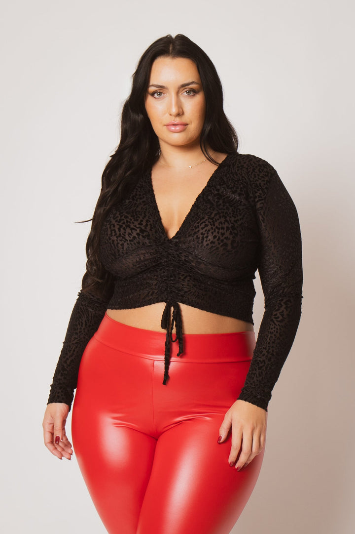 D ROCK Tops Plus Size Rhea Crop  Top - Black