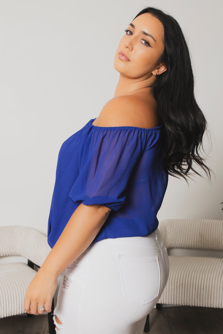 Blue Leopard Tops Plus Size Sapphire Breeze Top  - Blue
