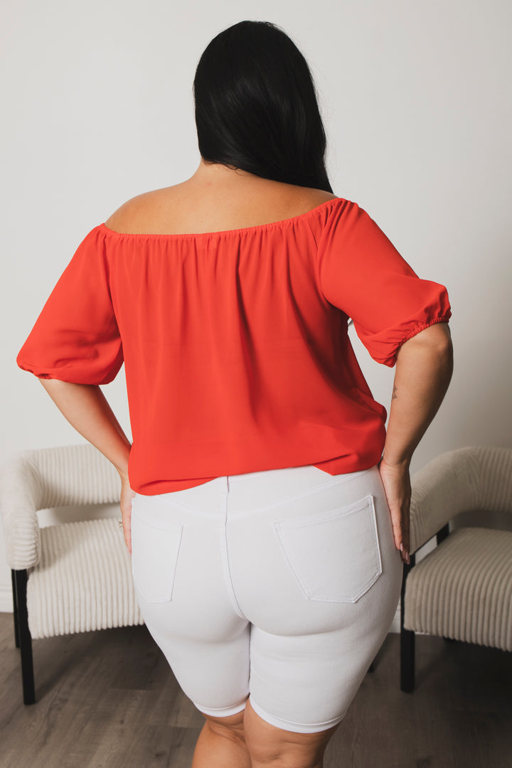 Blue Leopard Tops Plus Size Sapphire Breeze Top  - Red