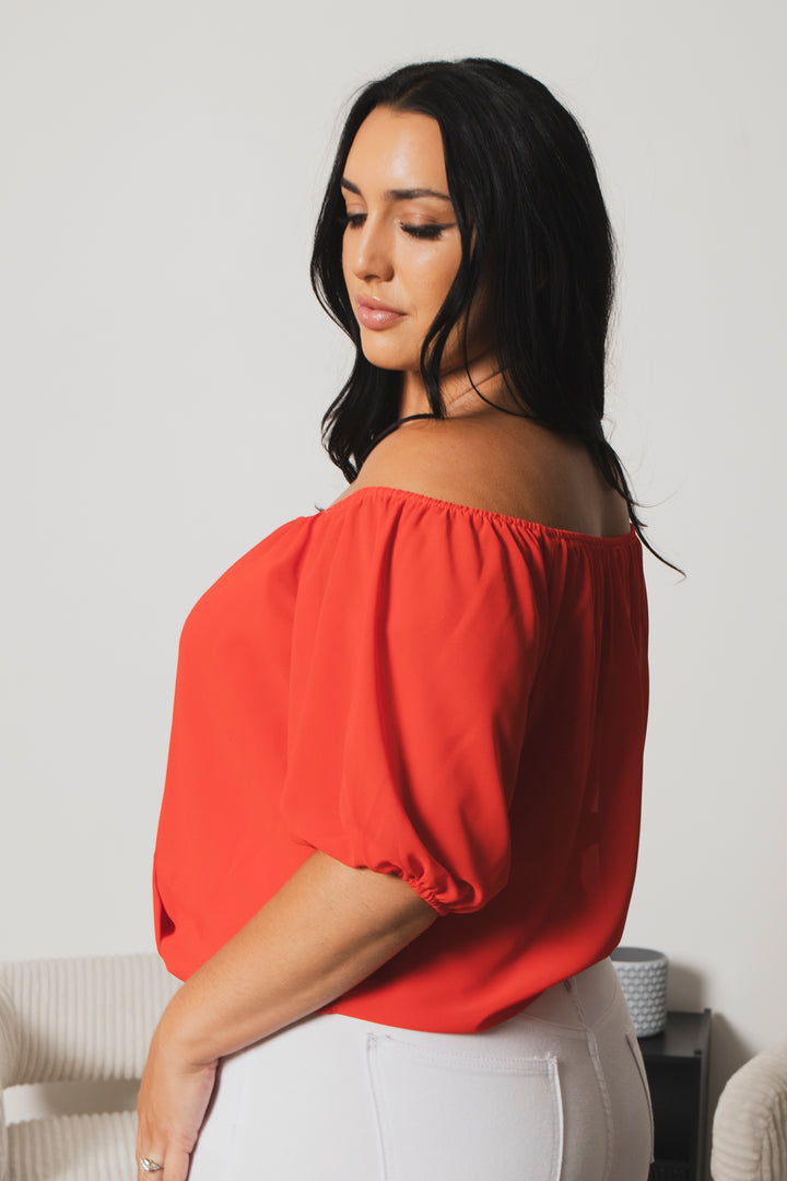 Blue Leopard Tops Plus Size Sapphire Breeze Top  - Red