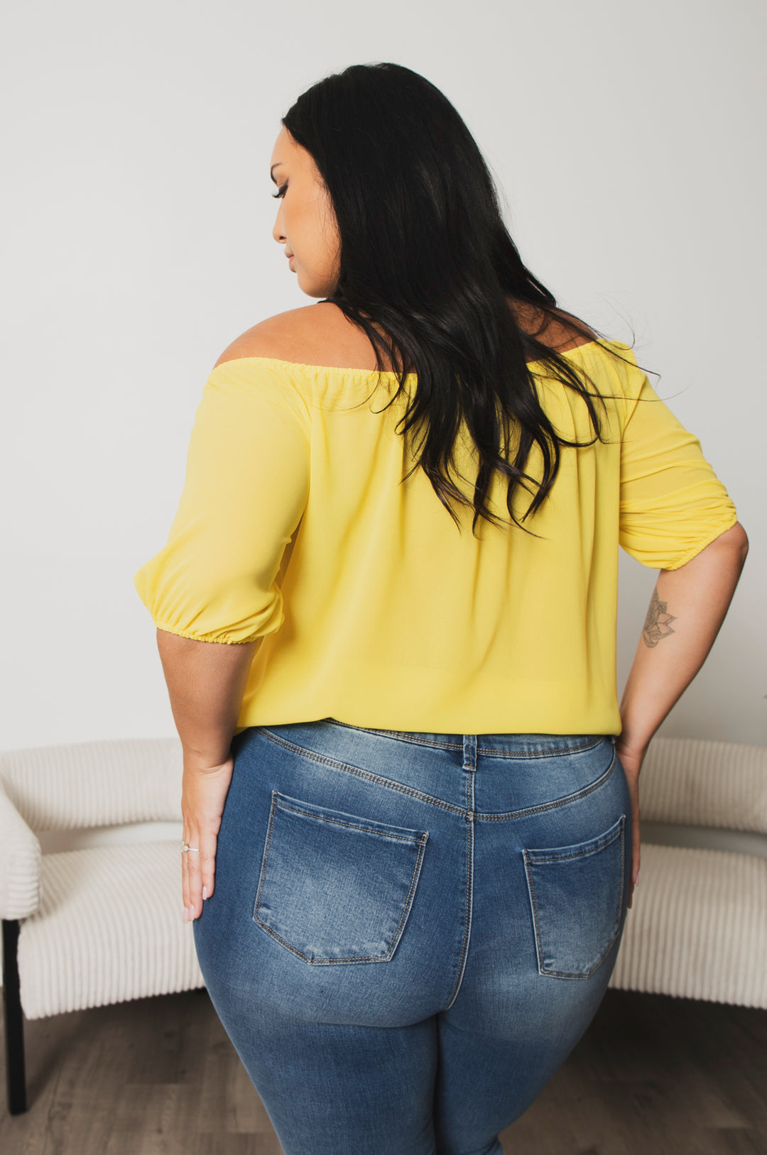 Blue Leopard Tops Plus Size Sapphire Breeze Top  - Yellow