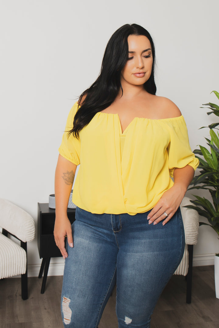 Blue Leopard Tops Plus Size Sapphire Breeze Top  - Yellow