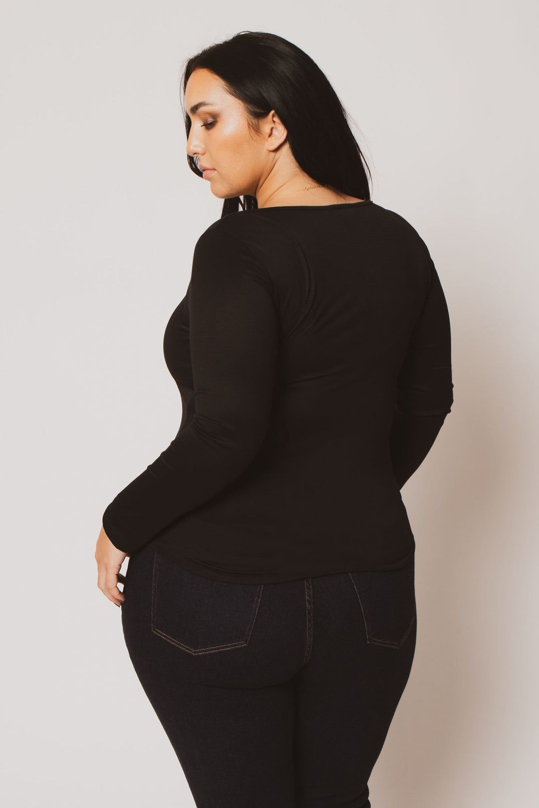 Blue Leopard Tops Plus Size Sleek Square Top - Black