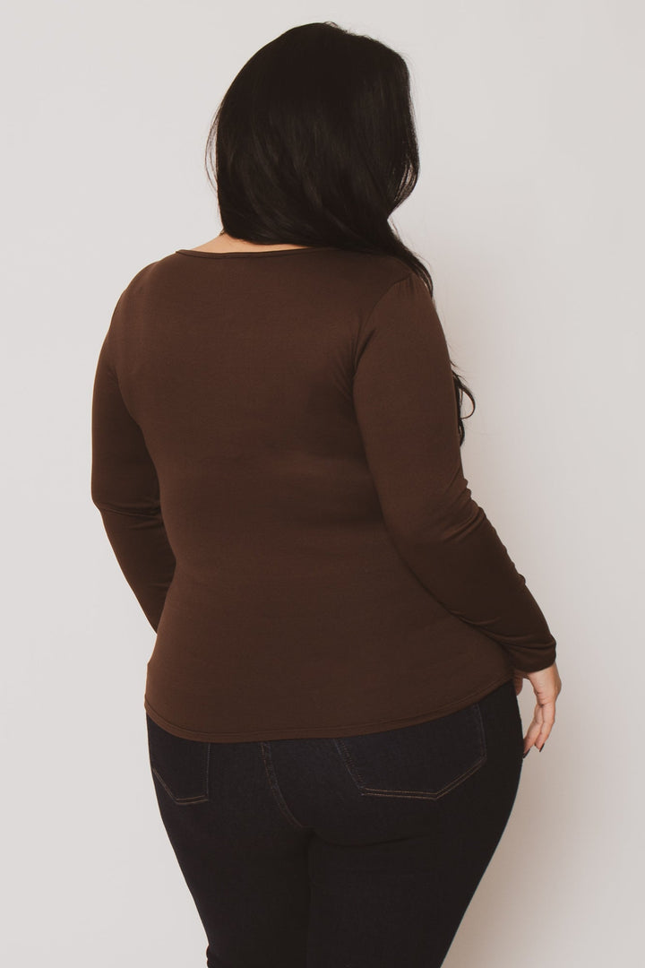 Blue Leopard Tops Plus Size Sleek Square Top - Brown