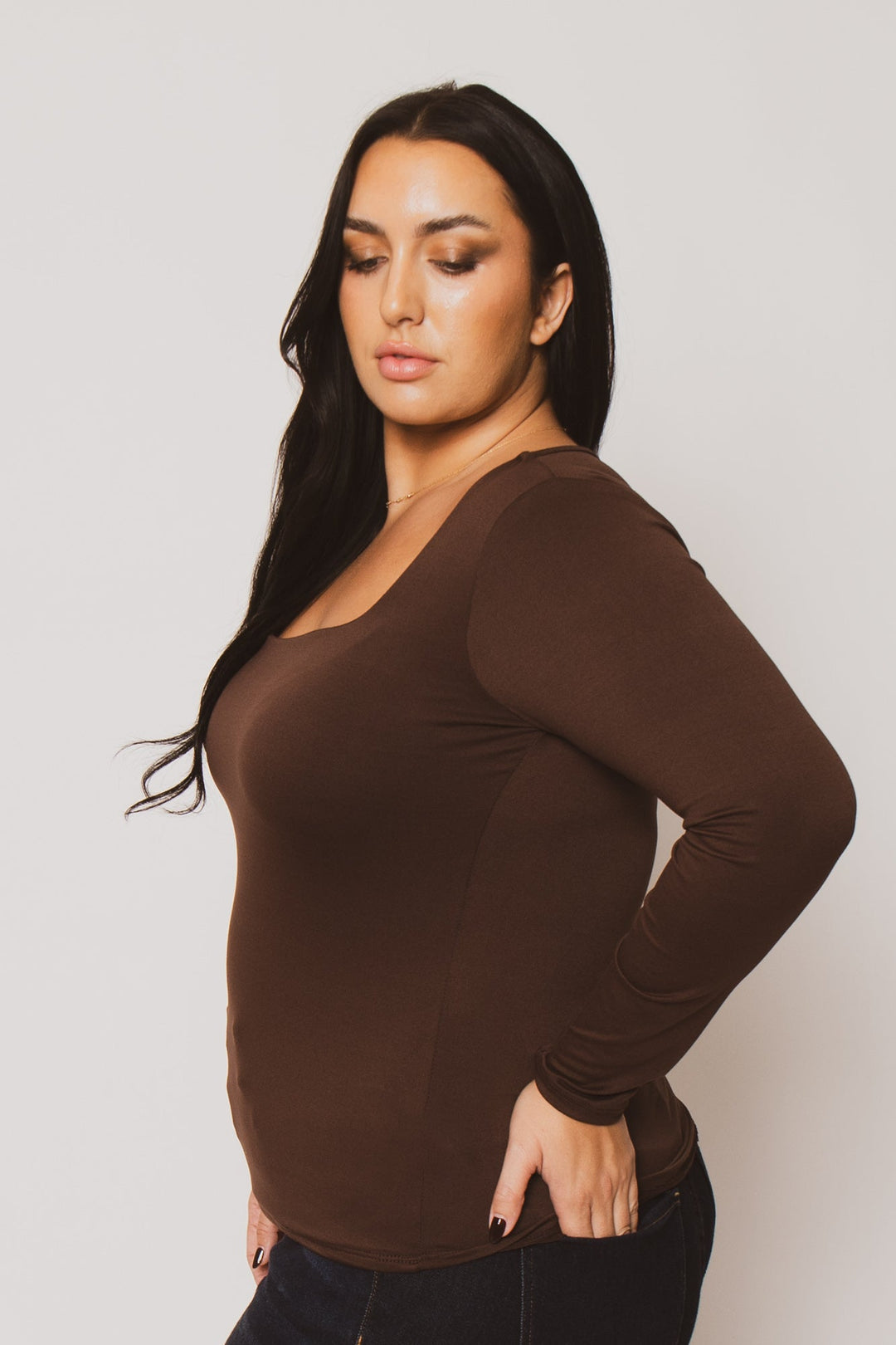 Blue Leopard Tops Plus Size Sleek Square Top - Brown