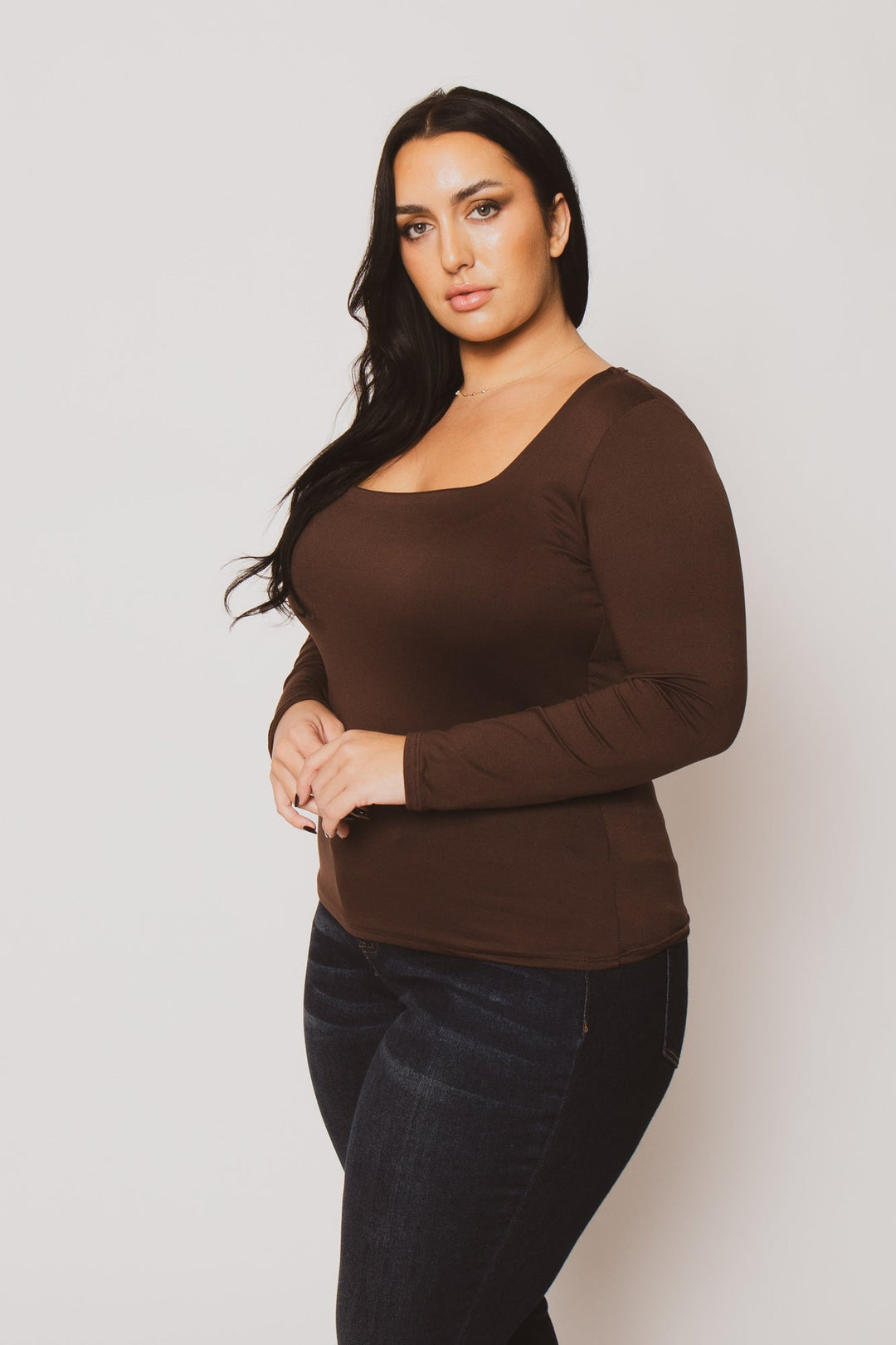 Blue Leopard Tops Plus Size Sleek Square Top - Brown