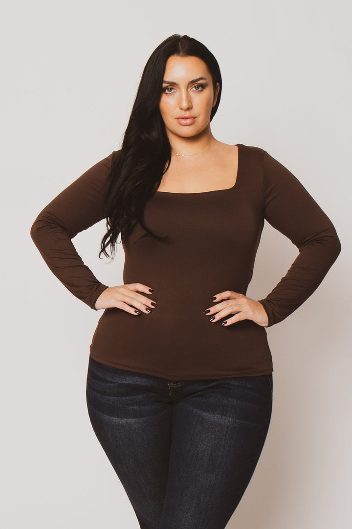Blue Leopard Tops Plus Size Sleek Square Top - Brown