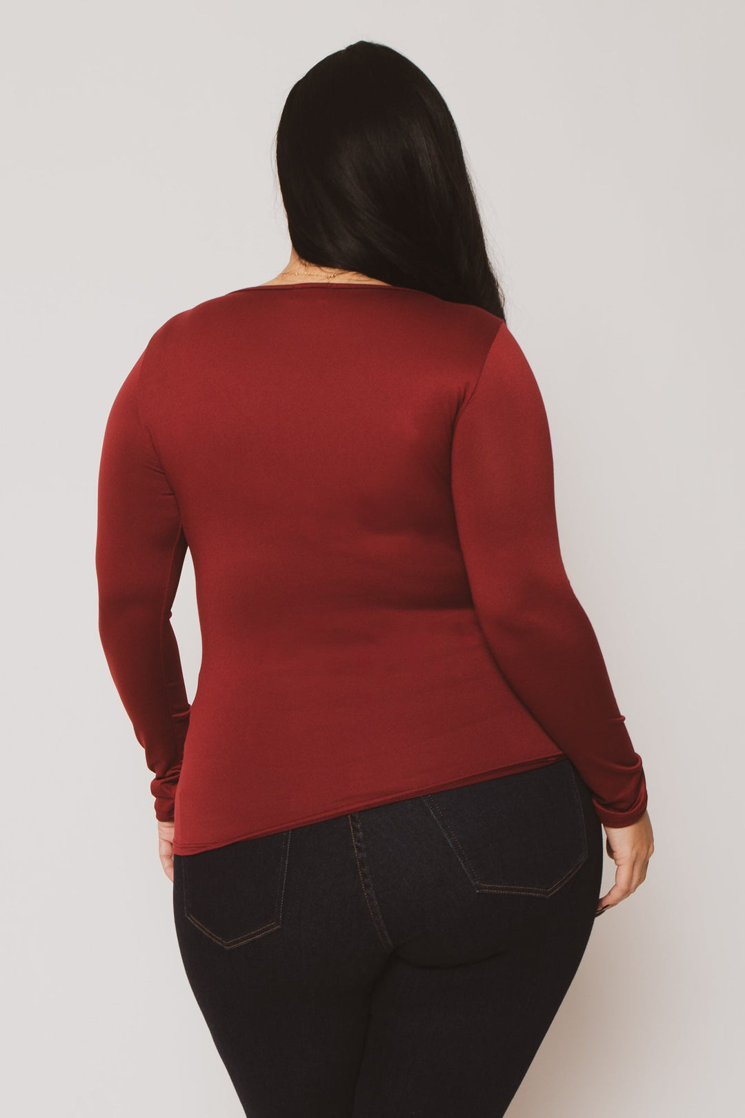 Blue Leopard Tops Plus Size Sleek Square Top - Burgundy