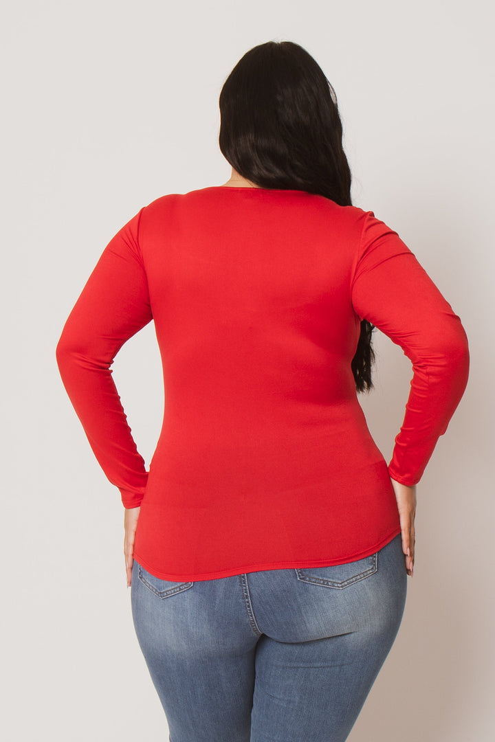 Blue Leopard Tops Plus Size Sleek Square Top - Red