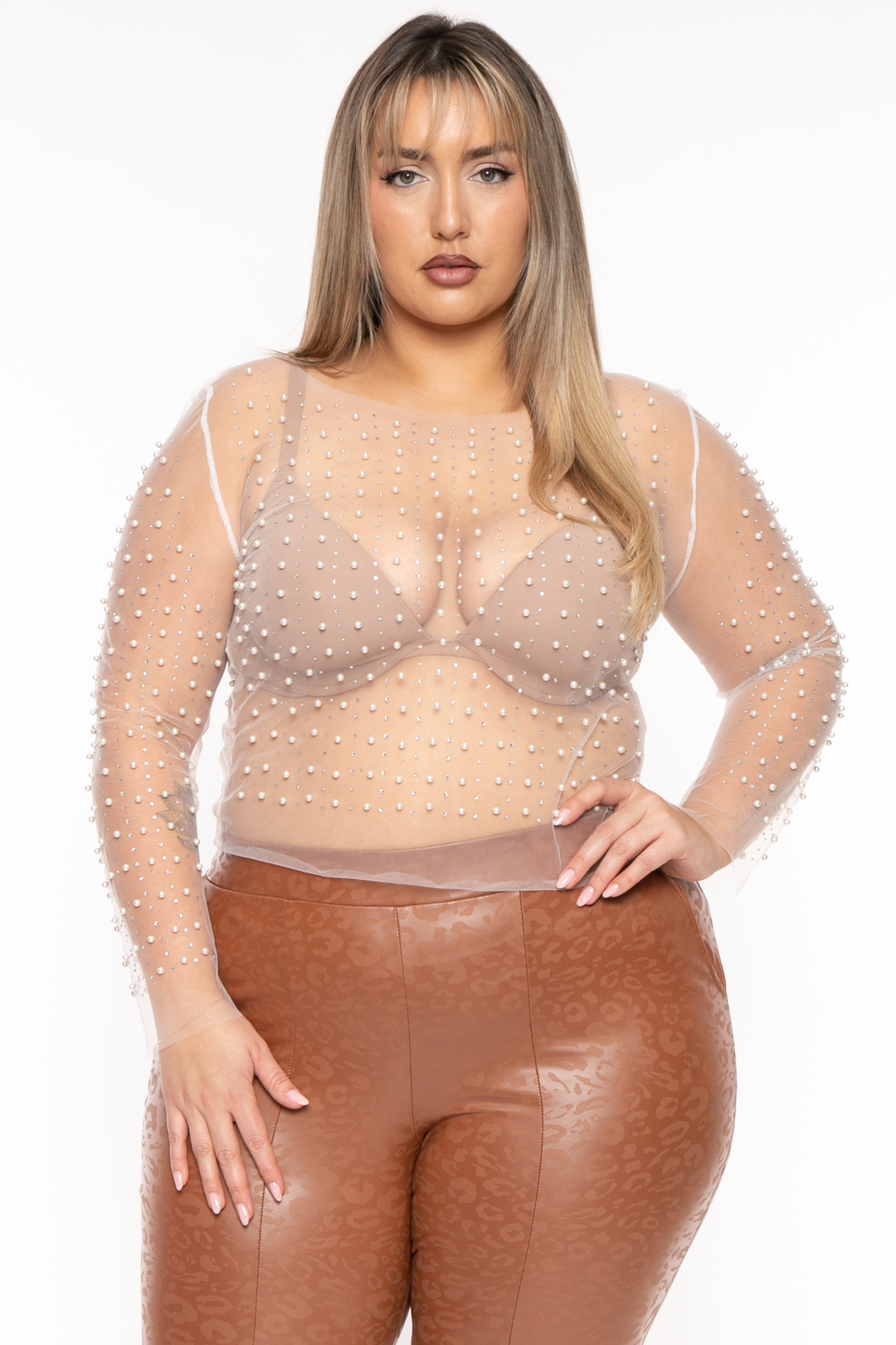 CHICCTHY TOP Tops Plus Size Sprinkle of Pearls  Top  - White