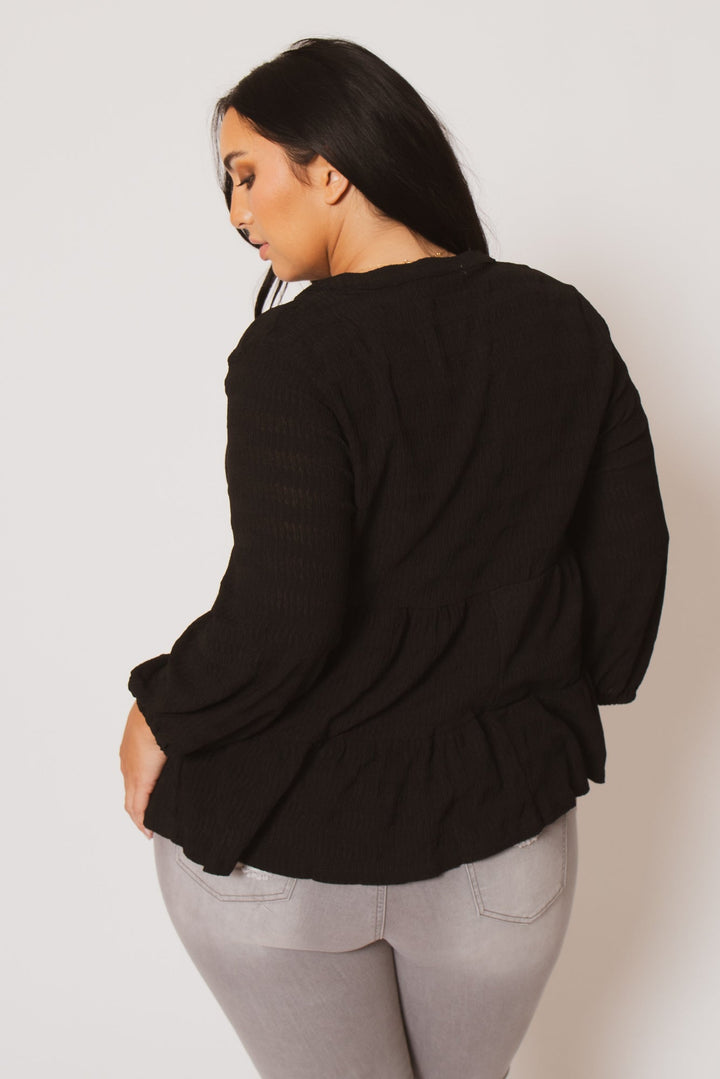 CULTURE CODE Tops Plus Size Tessa Babydoll Top - Black