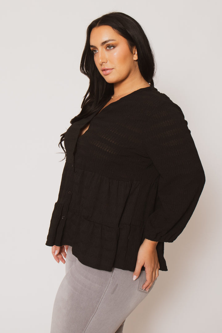 CULTURE CODE Tops Plus Size Tessa Babydoll Top - Black