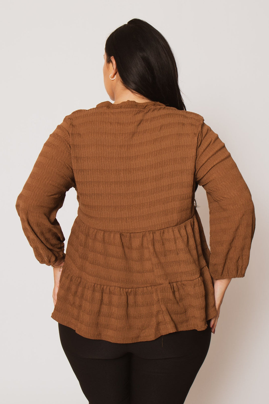 CULTURE CODE Tops Plus Size Tessa Babydoll Top - Brown