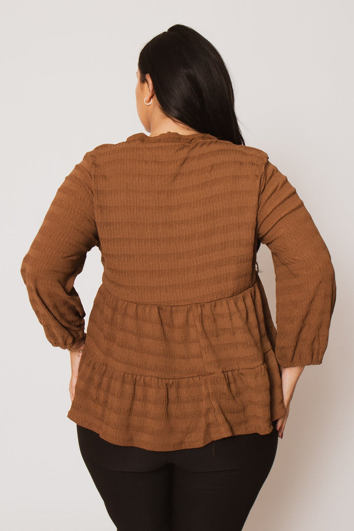 CULTURE CODE Tops Plus Size Tessa Babydoll Top - Brown